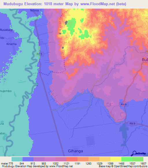 Mudubugu,Burundi Elevation Map