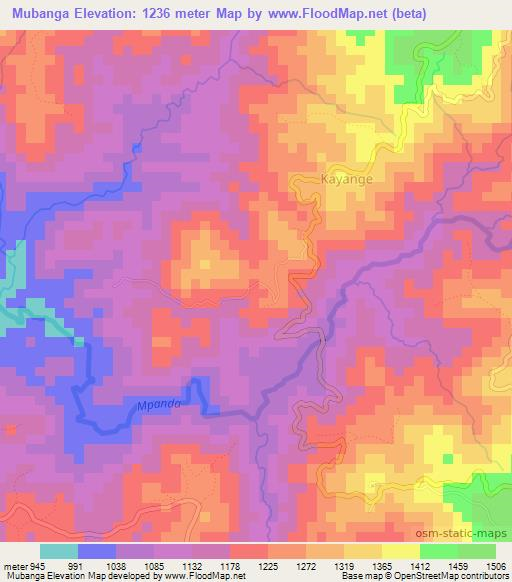 Mubanga,Burundi Elevation Map