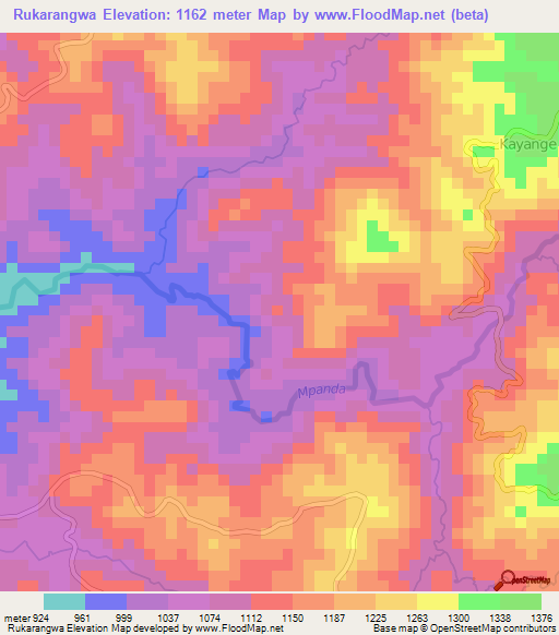 Rukarangwa,Burundi Elevation Map