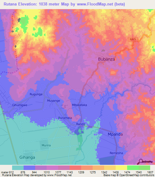Rutana,Burundi Elevation Map