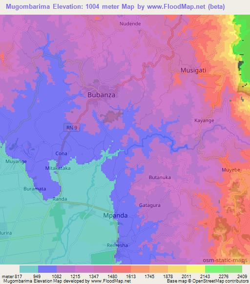Mugombarima,Burundi Elevation Map