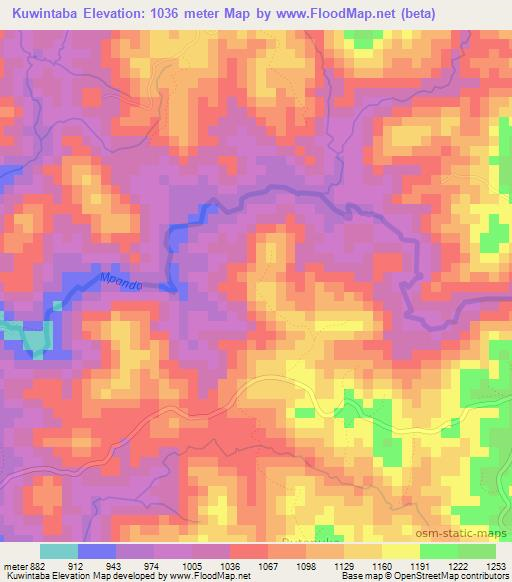 Kuwintaba,Burundi Elevation Map