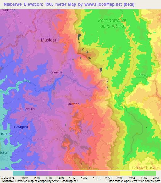 Ntabarwe,Burundi Elevation Map