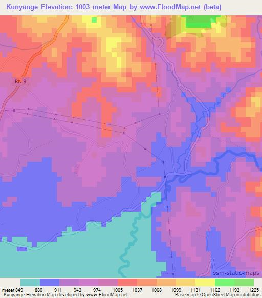 Kunyange,Burundi Elevation Map