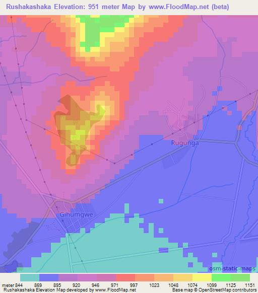 Rushakashaka,Burundi Elevation Map