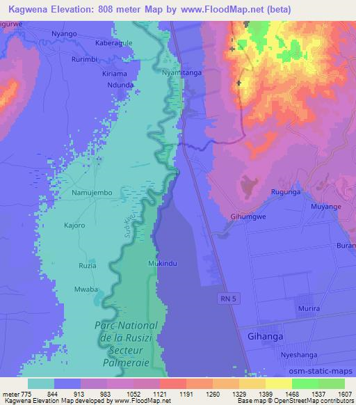 Kagwena,Burundi Elevation Map