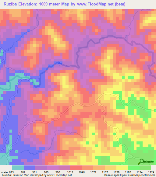 Ruziba,Burundi Elevation Map