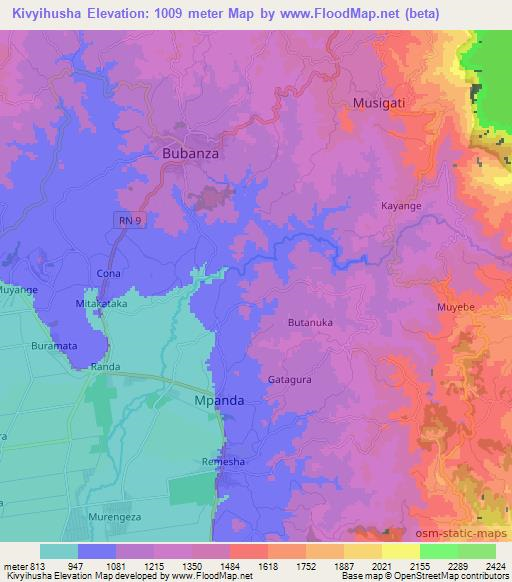 Kivyihusha,Burundi Elevation Map