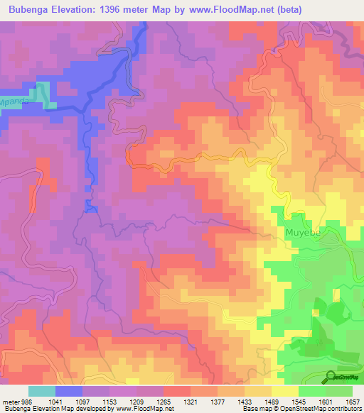 Bubenga,Burundi Elevation Map