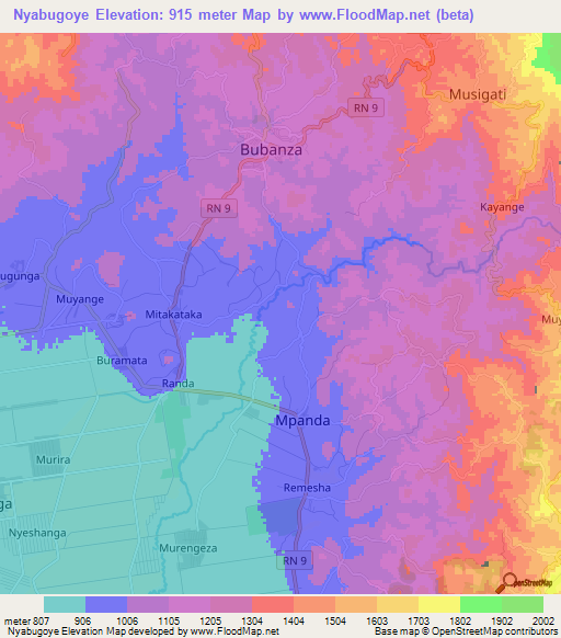 Nyabugoye,Burundi Elevation Map