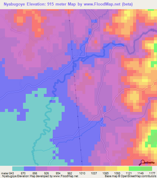 Nyabugoye,Burundi Elevation Map