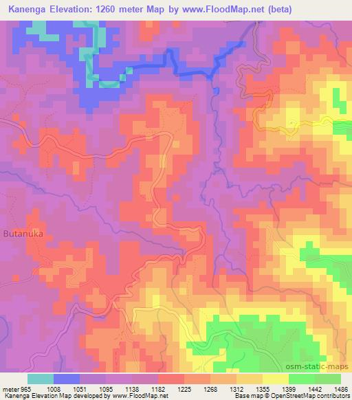 Kanenga,Burundi Elevation Map