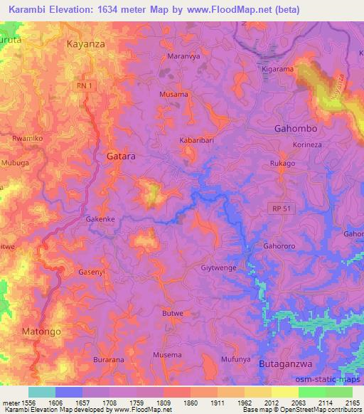 Karambi,Burundi Elevation Map
