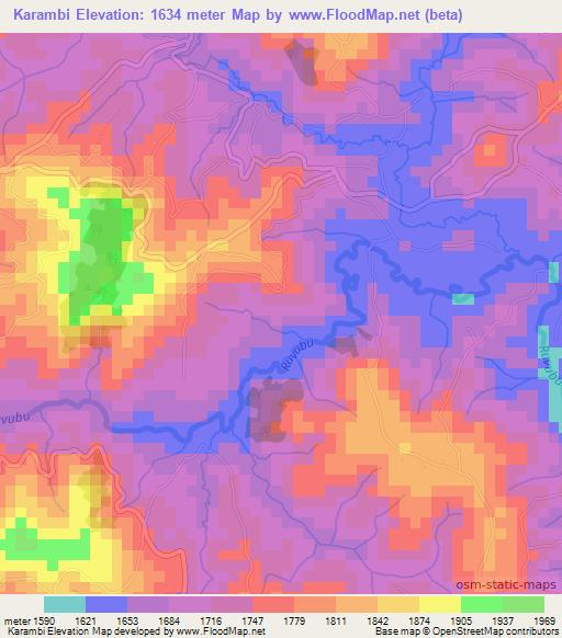 Karambi,Burundi Elevation Map