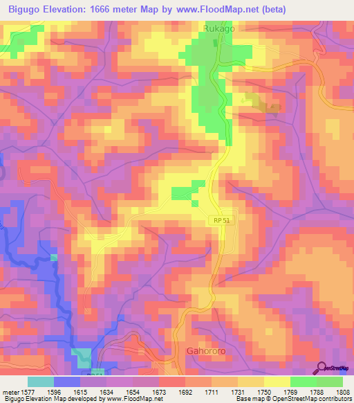 Bigugo,Burundi Elevation Map