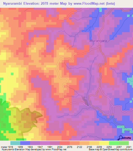 Nyarurambi,Burundi Elevation Map