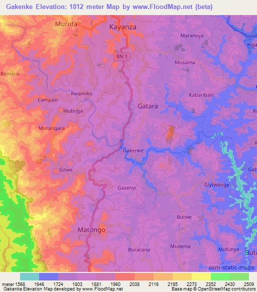 Gakenke,Burundi Elevation Map