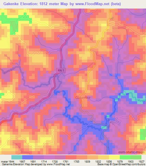 Gakenke,Burundi Elevation Map