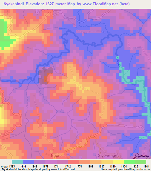 Nyakabindi,Burundi Elevation Map