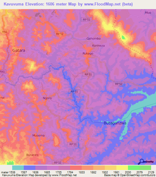 Kavuvuma,Burundi Elevation Map