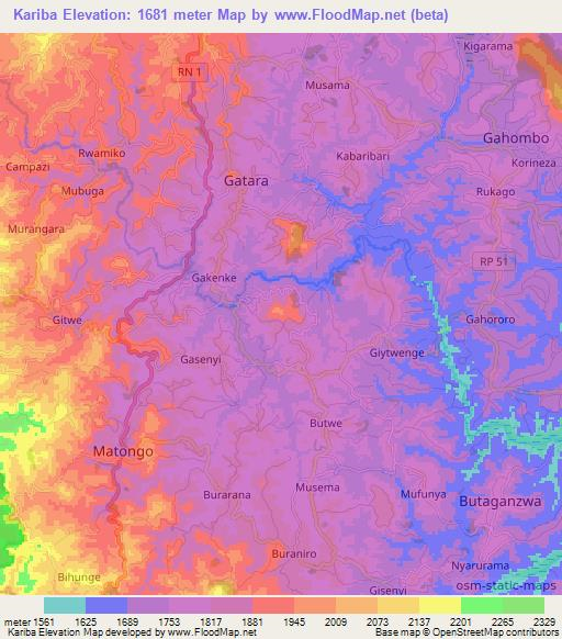 Kariba,Burundi Elevation Map