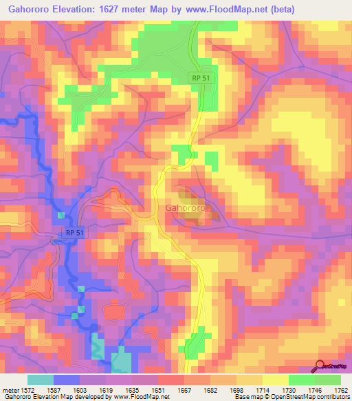 Gahororo,Burundi Elevation Map