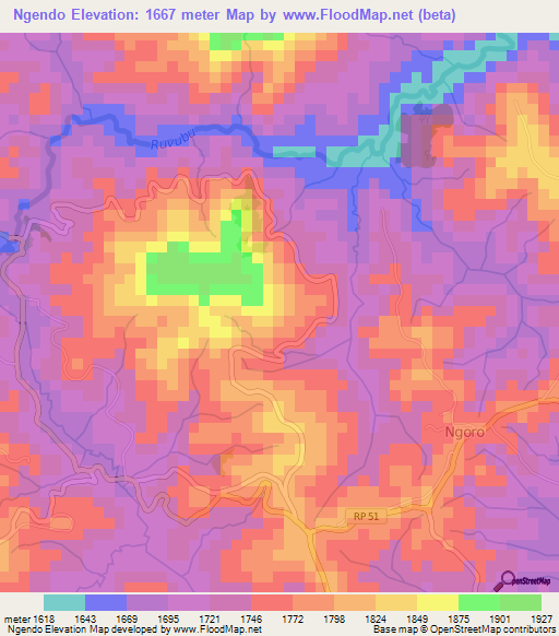 Ngendo,Burundi Elevation Map