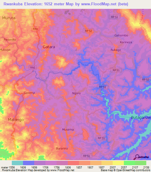 Rwankuba,Burundi Elevation Map