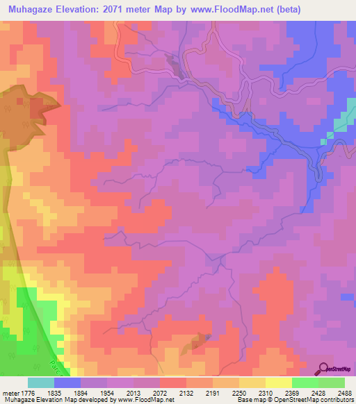 Muhagaze,Burundi Elevation Map