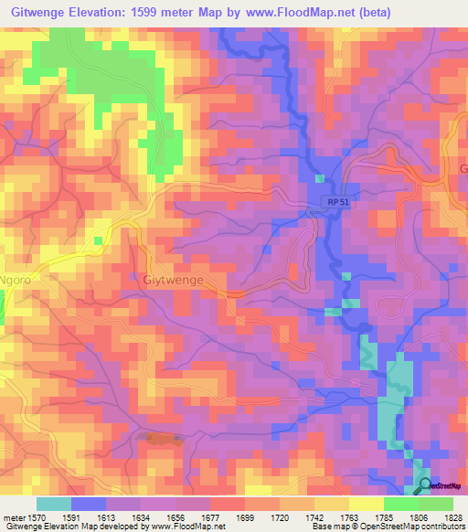 Gitwenge,Burundi Elevation Map