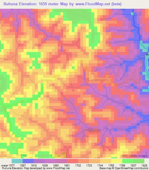 Ruhuna,Burundi Elevation Map