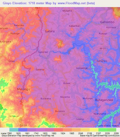 Gisyo,Burundi Elevation Map