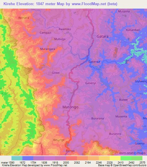 Kirehe,Burundi Elevation Map