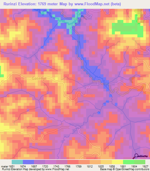 Rurinzi,Burundi Elevation Map