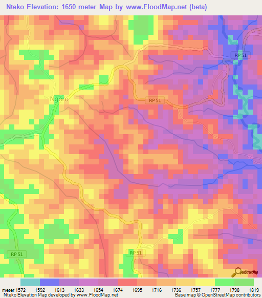 Nteko,Burundi Elevation Map
