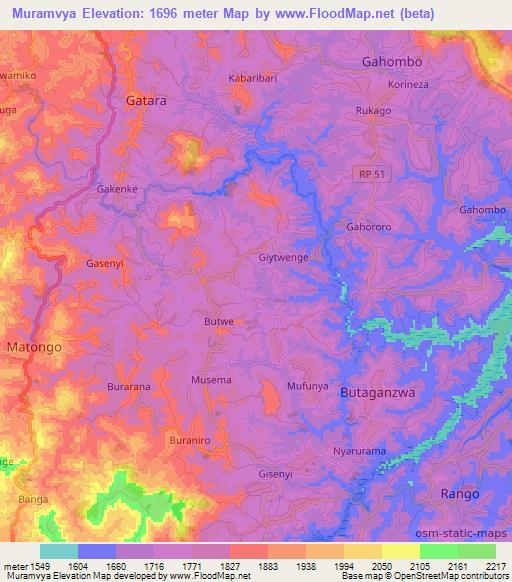 Muramvya,Burundi Elevation Map