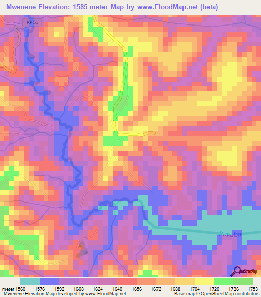Mwenene,Burundi Elevation Map