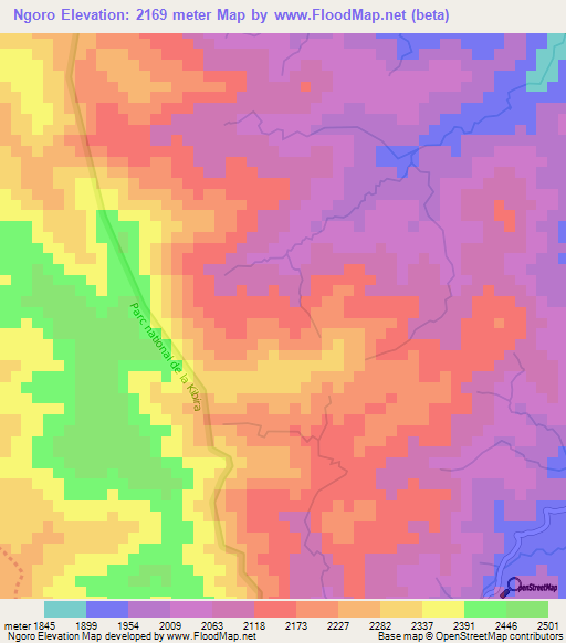 Ngoro,Burundi Elevation Map