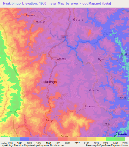 Nyakibingo,Burundi Elevation Map