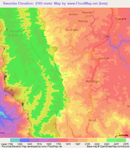 Rwumba,Burundi Elevation Map