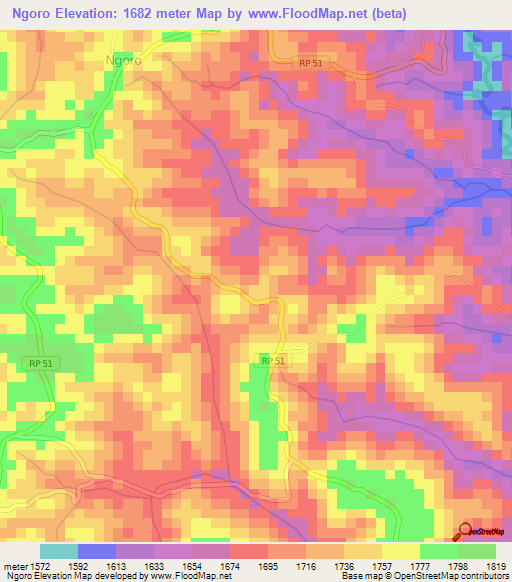 Ngoro,Burundi Elevation Map