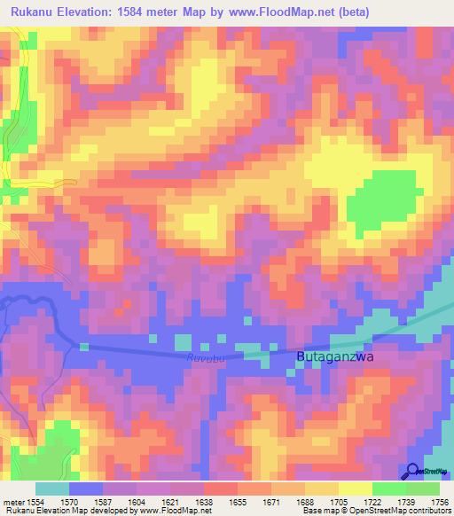 Rukanu,Burundi Elevation Map