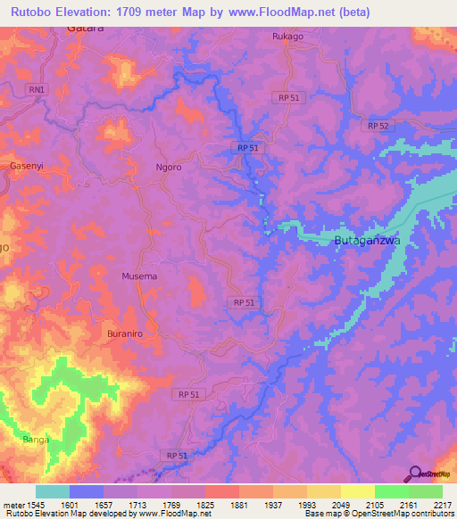 Rutobo,Burundi Elevation Map