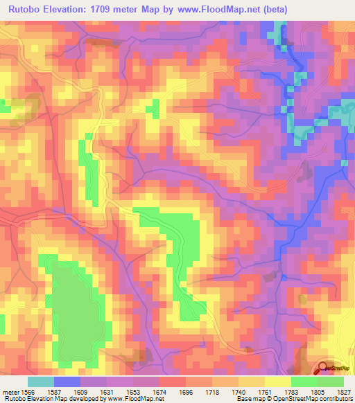Rutobo,Burundi Elevation Map