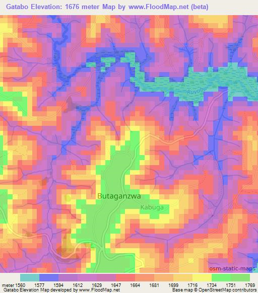 Gatabo,Burundi Elevation Map