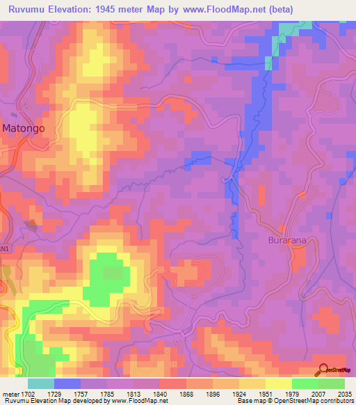 Ruvumu,Burundi Elevation Map