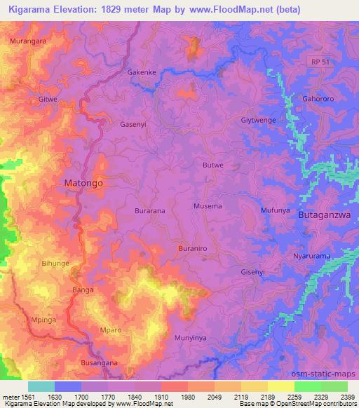 Kigarama,Burundi Elevation Map