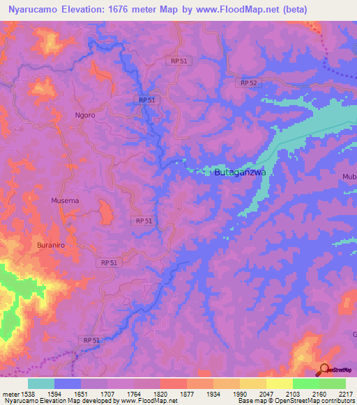 Nyarucamo,Burundi Elevation Map
