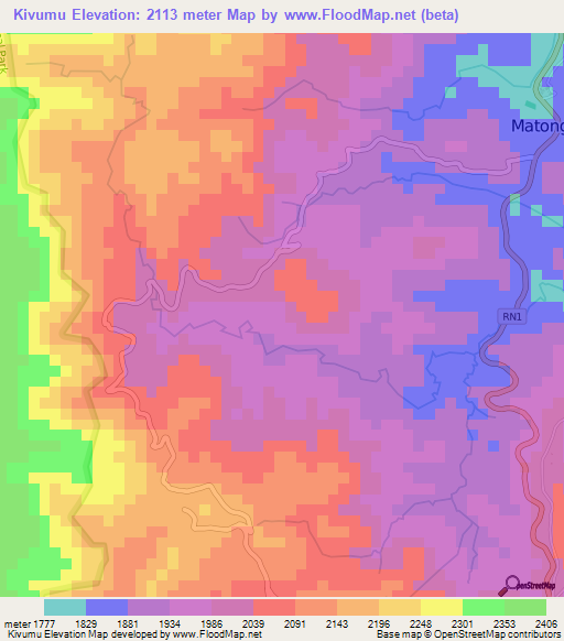 Kivumu,Burundi Elevation Map