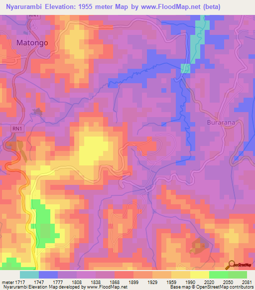 Nyarurambi,Burundi Elevation Map